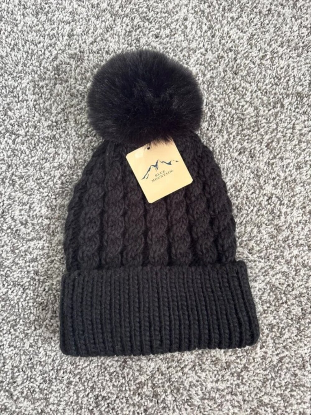 Blue Mountain Knit Beanie - Black